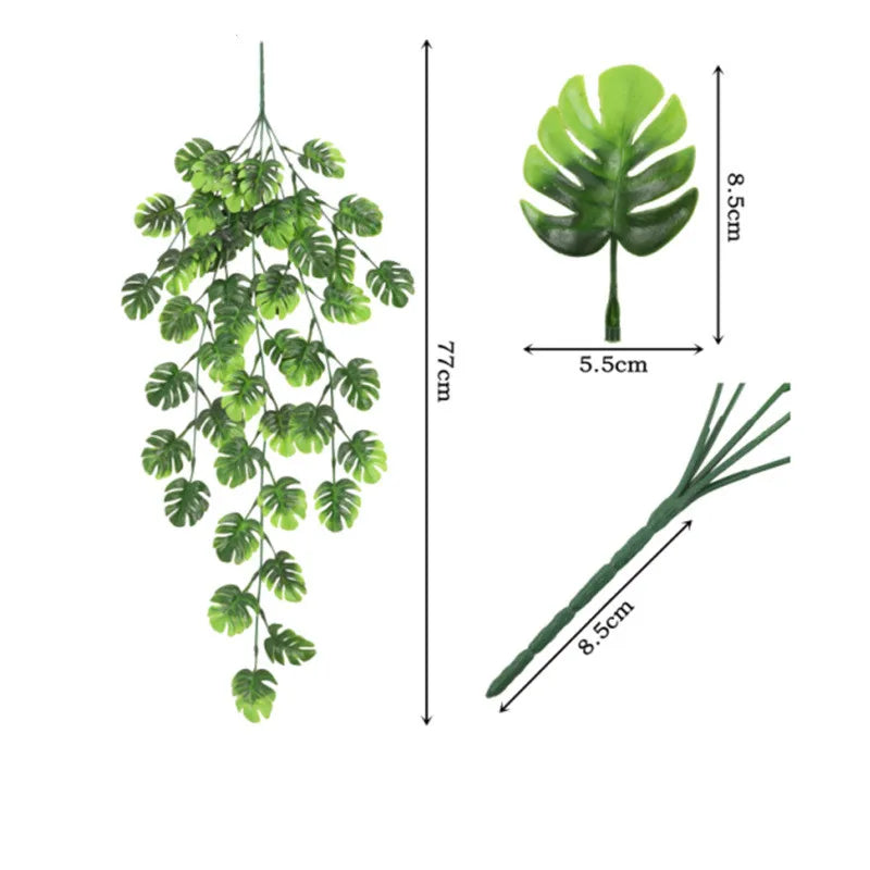 Artificial Plant Vines Wall Hanging Rattan Leaves Branches Outdoor Garden Home Decoration Plastic Fake Silk Leaf Green Plant Ivy