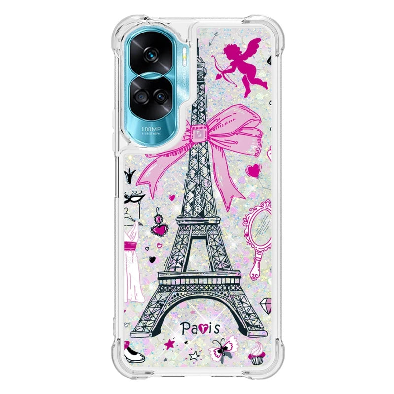 Honor 90 Lite Case on For Funda Honor 90 Lite CRT-NX1 Cover Glitter Dynamic Liquid Case For Huawei Honor90 Lite Phone Case Etui