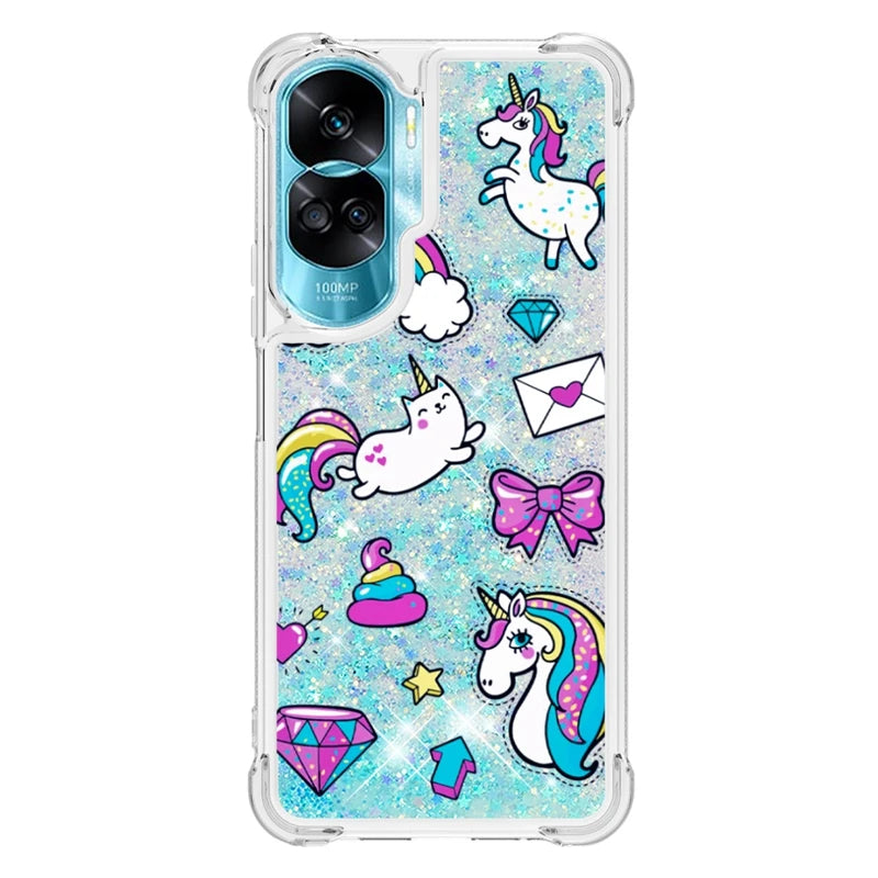 Honor 90 Lite Case on For Funda Honor 90 Lite CRT-NX1 Cover Glitter Dynamic Liquid Case For Huawei Honor90 Lite Phone Case Etui